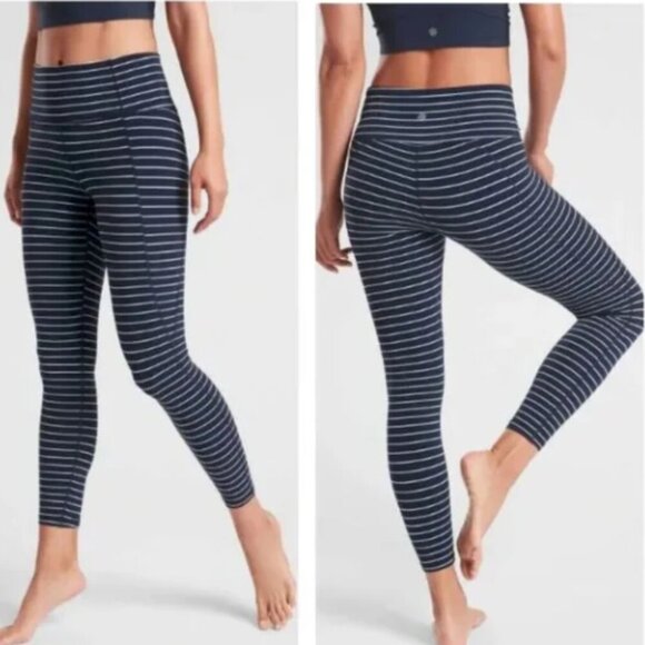 Athleta Stripe Salutation 7/8 Tight In Powervita Leggings Size Medium - Picture 1 of 6